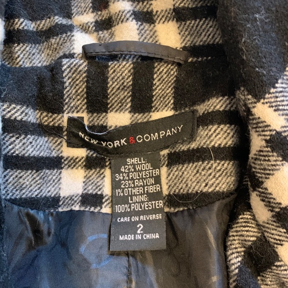 New York & Company black and white wool coat size 2 - Picture 3 of 8